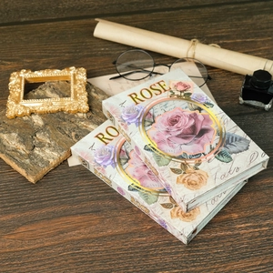 Vintage Rose Hardcover Notebook Floral Journal Portable Diary Art Paper Stationery For Valentine Gift Daily Writing