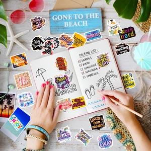 Set of 50 waterproof inspirational quote stickers for DIY laptop and journal decor