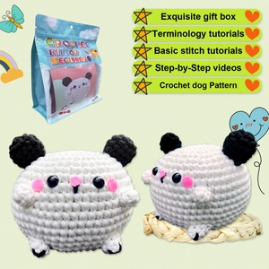Kit de crochet pour débutants avec d'adorables chiots blancs et tutoriels détaillés