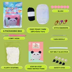 Kit de crochet pour débutants avec fil et outils pour créer un porte-clé chien ou panda
