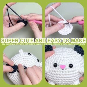 Kit de crochet DIY pour peluche panda avec fil, crochet et tutoriels vidéo complets