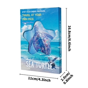 Blue ocean sea turtle hardcover notebook with Stay Calm under pressure quote