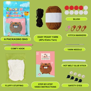 Kit de crochet DIY pour débutants motif tigre avec laine supplémentaire et outils