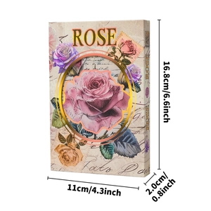 Vintage rose floral hardcover portable notebook with size dimensions 16.8 x 11 x 2.0 cm