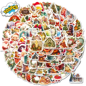 Autocollants Graffiti de Noël en Dessin Animé Imperméables Pour Ordinateur Portable Bagage Planche à Roulettes Père Noël Renne