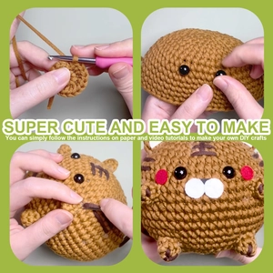 Kit de crochet DIY pour poupée tigre mignon avec tutoriel visuel et outils inclus