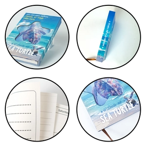 Sea turtle notebook with star cut-out slipcase featuring ruled and dotted pages