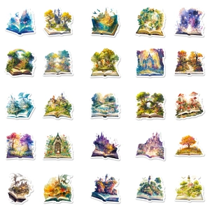 50pcs Cartoon Magic Book Stickers for Kids, Waterproof Decals for Journals and Scrapbooking