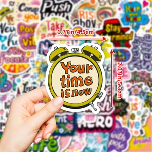 Inspirerende vinyl stickers met gele wekker en de tekst Your Time Is Now voor planners