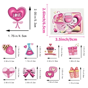 Waterproof 3D Valentine's Day stickers with heart balloons and gift boxes for DIY cards