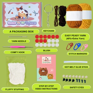 Kit uncinetto fai-da-te per tigri carine con filato extra e guida video passo-passo