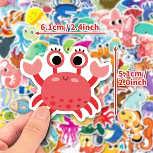 Cute cartoon red crab sticker, 2.4 inch ocean animal decal for laptop decoration