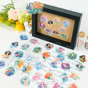 Cute mermaid princess clear waterproof stickers for DIY phone cases and luggage decoration