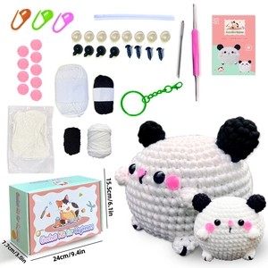 Kit de crochet DIY pour deux chiots mignons avec laine, outils et modèles