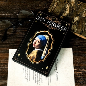 Vintage Girl With A Pearl Earring Art Notebook Hardcover Jan Vermeer Artistic Journal For Office School Stationery Gift Black