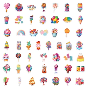 Colorful candy and ice cream waterproof stickers for DIY crafts and decoration