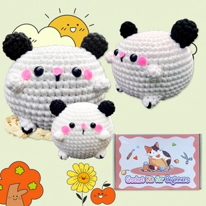Kit de crochet pour débutants avec peluches panda mignonnes et emballage rose cadeau