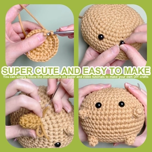 DIY crochet kit for two cute sheep dolls including yarn and tools with step tutorials