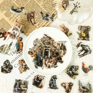 50 realistische dierenstickers van PET met tijger, koala en olifant voor DIY-decor