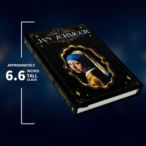 Detail of Girl with a Pearl Earring notebook with gold foil accents and 6.6 inch height