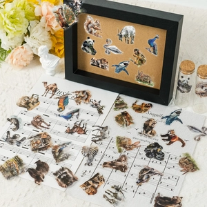 50 realistische dieren PET stickers voor glas en DIY journal decoratie, waterbestendig