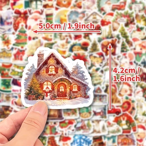 Autocollants de Noël imperméables avec motif maison de neige pour décoration DIY