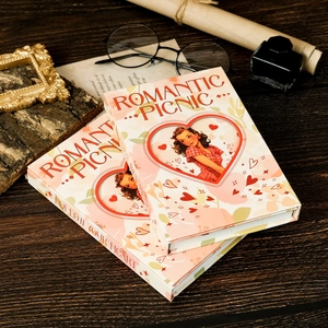 Pink Rose Girl hardcover tri-fold notebooks featuring vintage Romantic Picnic design