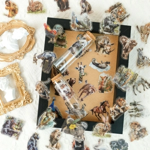 50 realistische dieren PET stickers waterbestendig met glazen flessen voor DIY