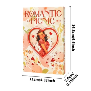 Pink rose hard cover tri-fold notebook with heart cutout and romantic picnic design