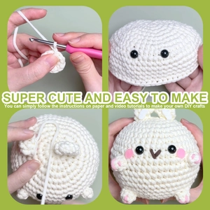 DIY crochet kit for white rabbit dolls with yarn, hook tools and accessories