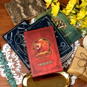 Magic Academy hardcover magnetic notebooks in red, blue, and green vintage style set