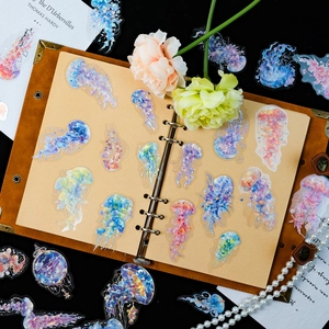 30 wasserfeste Hologramm-Quallen-Sticker aus PET für kreative Scrapbook-Dekorationen