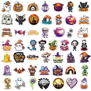 50 pieces of waterproof Halloween cartoon stickers with pumpkins and ghosts