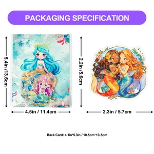 Waterproof laser gold foil mermaid stickers pack with cute hand-drawn cartoon designs