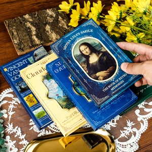 Retro Art Oil Painting Hardcover Notebook Classic Van Gogh Monet Mona Lisa Pattern Portable Writing Journal Daily Diary
