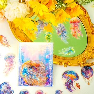 Detaillierte holografische Quallen-Sticker aus PET mit Silberfolie für Scrapbooking