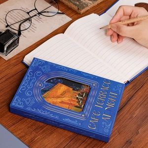 Artistic Van Gogh Cafe Terrace at Night hardcover notebook with elegant gold foil details