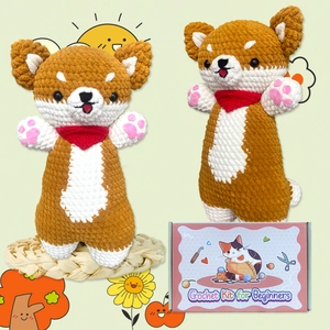 Beginner DIY Crochet Knitting Materials For Cute Corgi Puppy Dog Plush Doll Hand Woven Keychain Bag Pendant Accessory