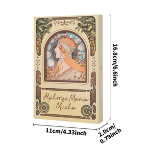 Vintage Mucha Art Nouveau notebook with magnetic clasp and astrology illustration pattern