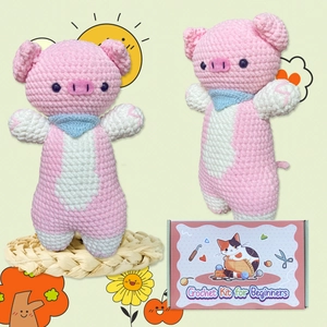 Beginner DIY Crochet Kit Pig Doll Handicraft Set Including Yarn Hook Stuffing Instructions Home Decoration Crafting Gift