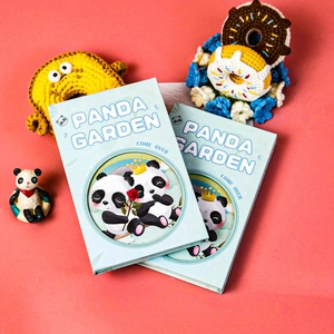 Cute panda hardback notebook set in light blue with magnetic closure and charm