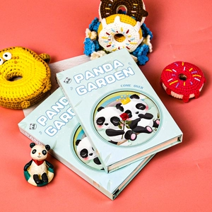 Cute Cartoon Panda Garden Hardcover Notebook With Magnetic Buckle Portable Tri-fold Grid Lined Journal For School Office Students Gift