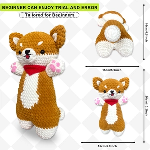 DIY crochet amigurumi shiba inu plush doll kit for handmade keychains and bag charms