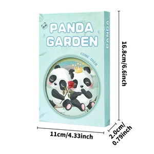 Panda Garden theme tri-fold notebook with magnetic closure and cute panda illustration