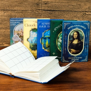 Detailed view of the weekly planner grid inside an oil painting art series notebook