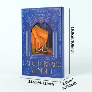 Van Gogh Cafe Terrace hardcase notebook with artistic gold foil lettering 16.8cm
