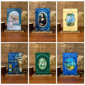 Detailed set of six vintage oil painting notebooks with famous classic art covers