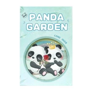 Panda Garden themed notebook with cute cartoon panda design and magnetic closure