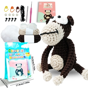 DIY crochet kit for cute gorilla plush toy with yarn, stuffing and tools