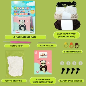DIY crochet kit for cute gorilla plush toy including colorful yarn and 3.0mm hook